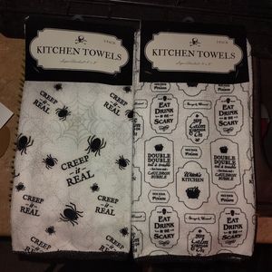NWT two packs of 3 Halloween kitchen towels (6 total)